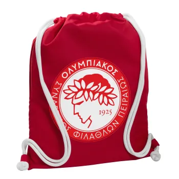 Ολυμπιακός, Backpack pouch GYMBAG Red, with pocket (40x48cm) & thick cords