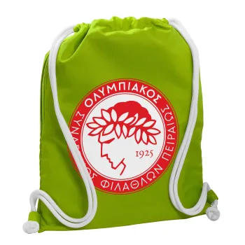 Ολυμπιακός, Backpack bag GYMBAG LIME GREEN, with pocket (40x48cm) & thick cords