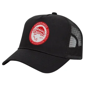 Ολυμπιακός, Trucker Hat with Mesh, Black, (COTTON, KIDS, UNISEX, ONE SIZE)