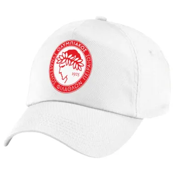 Ολυμπιακός, Children's Baseball Cap, 100% Cotton Twill, White (COTTON, CHILDREN'S, UNISEX, ONE SIZE)