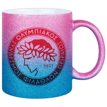 Ολυμπιακός, Κούπα Χρυσή/Μπλε Glitter, κεραμική, 330ml