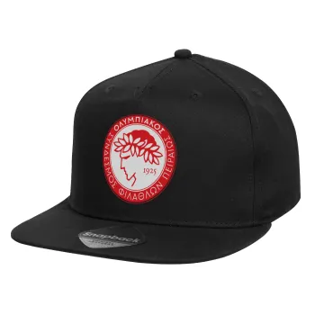 Ολυμπιακός, Καπέλο παιδικό Flat Snapback, Μαύρο (100% ΒΑΜΒΑΚΕΡΟ, ΠΑΙΔΙΚΟ, UNISEX, ONE SIZE)