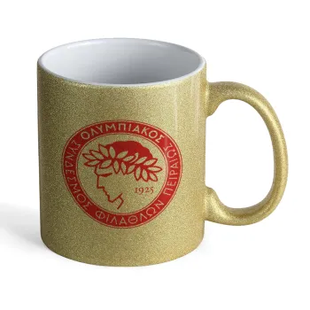 Ολυμπιακός, Κούπα Χρυσή Glitter που γυαλίζει, κεραμική, 330ml