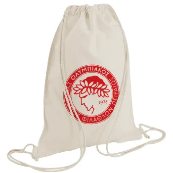 Ολυμπιακός, Τσάντα πλάτης πουγκί GYMBAG natural (28x40cm)