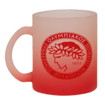 Ολυμπιακός, Κούπα γυάλινη δίχρωμη με βάση το κόκκινο ματ, 330ml